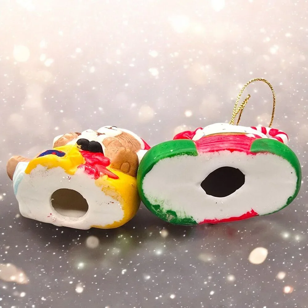 Vtg Christmas‎ Bear & Stocking Hanging Ornaments 3
